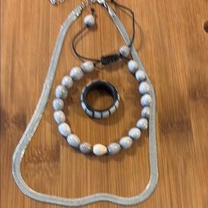 Elegant Silver and Gray Jewelry Set